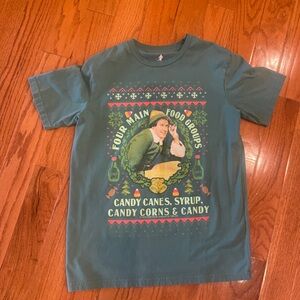 Buddy the Elf Four Main Food Groups Green Short Sleeve Tee T-Shirt Small